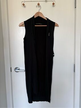 All Saints Sleeveless Long Black Open Cardigan Vest Size 2